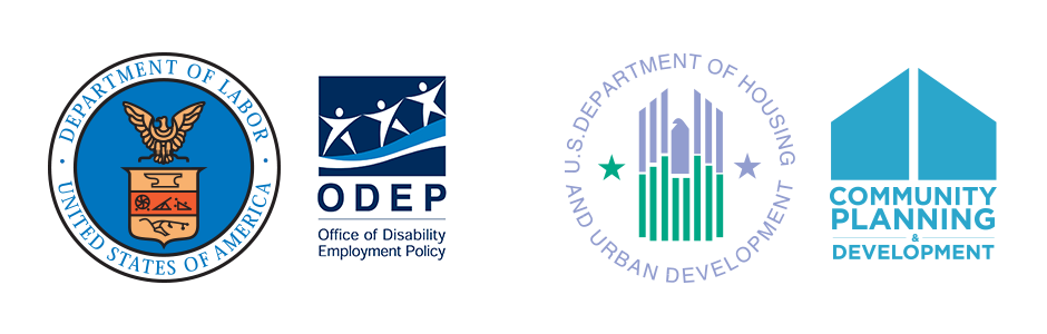 Department of Housing and Urban Development and the Department of Labor Logos with associated offices—Community Planning and Development and Office of Disability Employment Policy, respectively