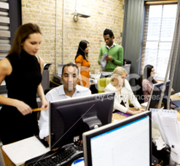 busy employees working in an office